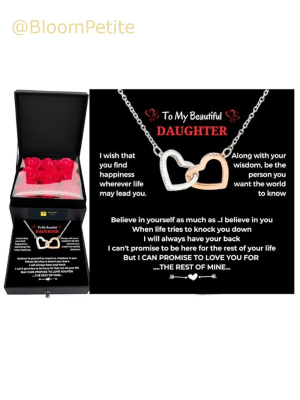 Interlock Heart Pendant Necklace Gift for Daughter 18-22" Cable Chain